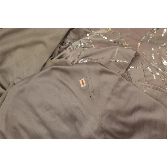 Alex Evenings Women's Tea Length Sequin Dress Pewter Brown / Frost 10 - Picture 5 of 14